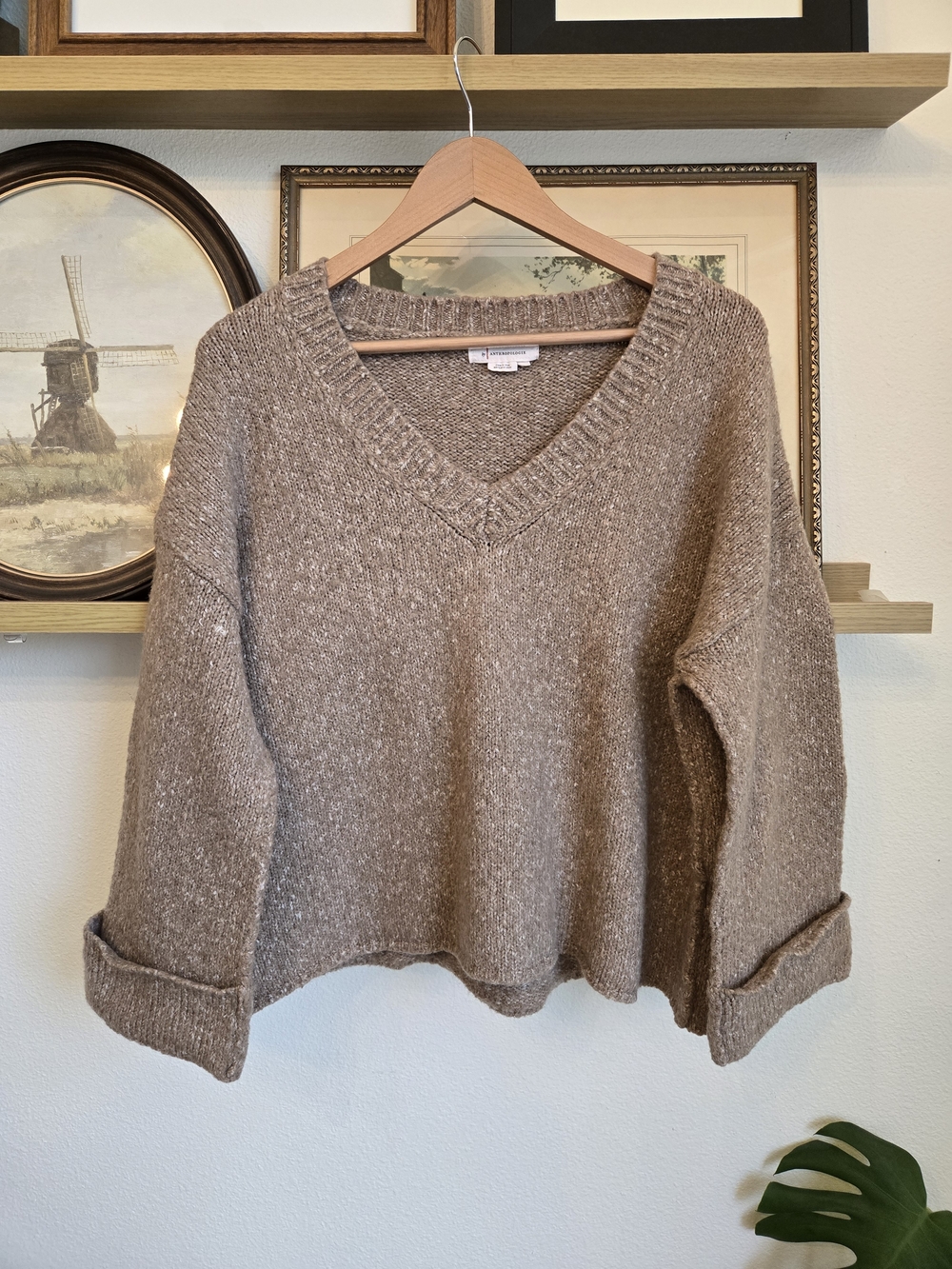 Anthropologie Oversized Knit Sweater | Size XS | Brown